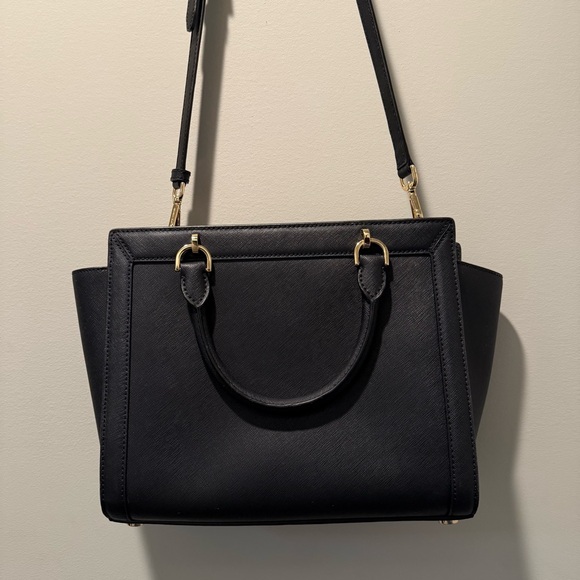 Michael Kors Black Purse Gold Accents - Picture 1 of 10